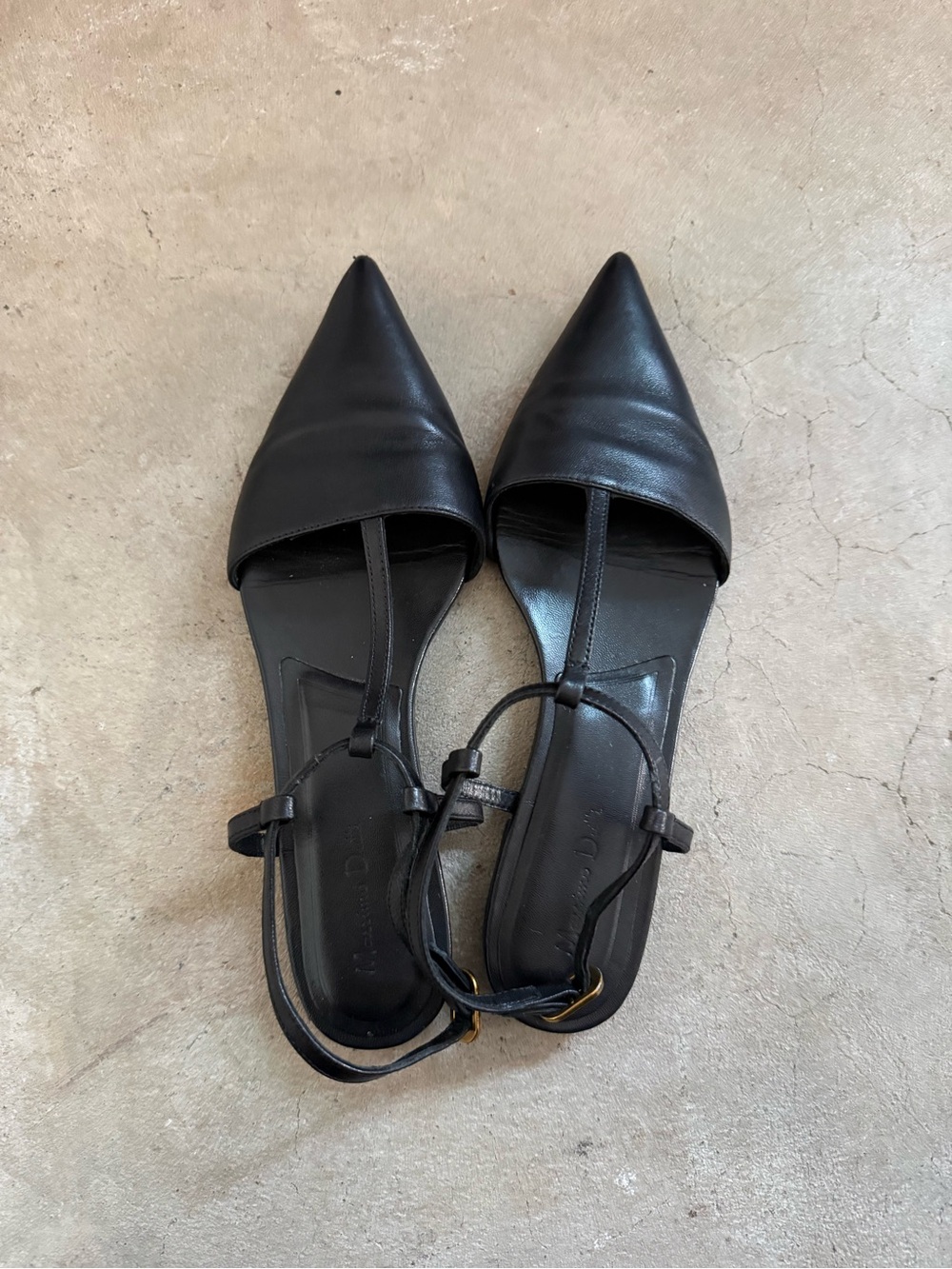 Massimo Dutti Black Leather Flat Slingback EUR 39, US 8.5
